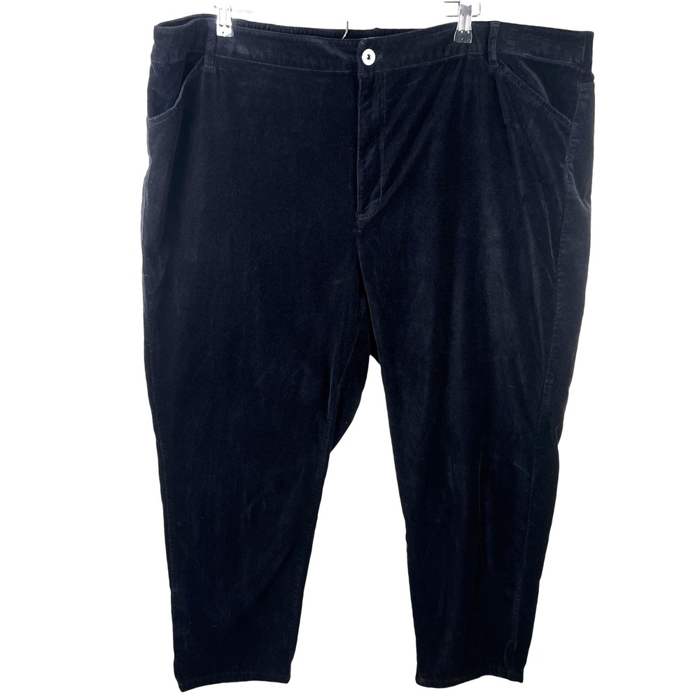 J Jill Black Velvet Corduroy Pants Womens Plus Size 26 High‎ Rise Straight Leg